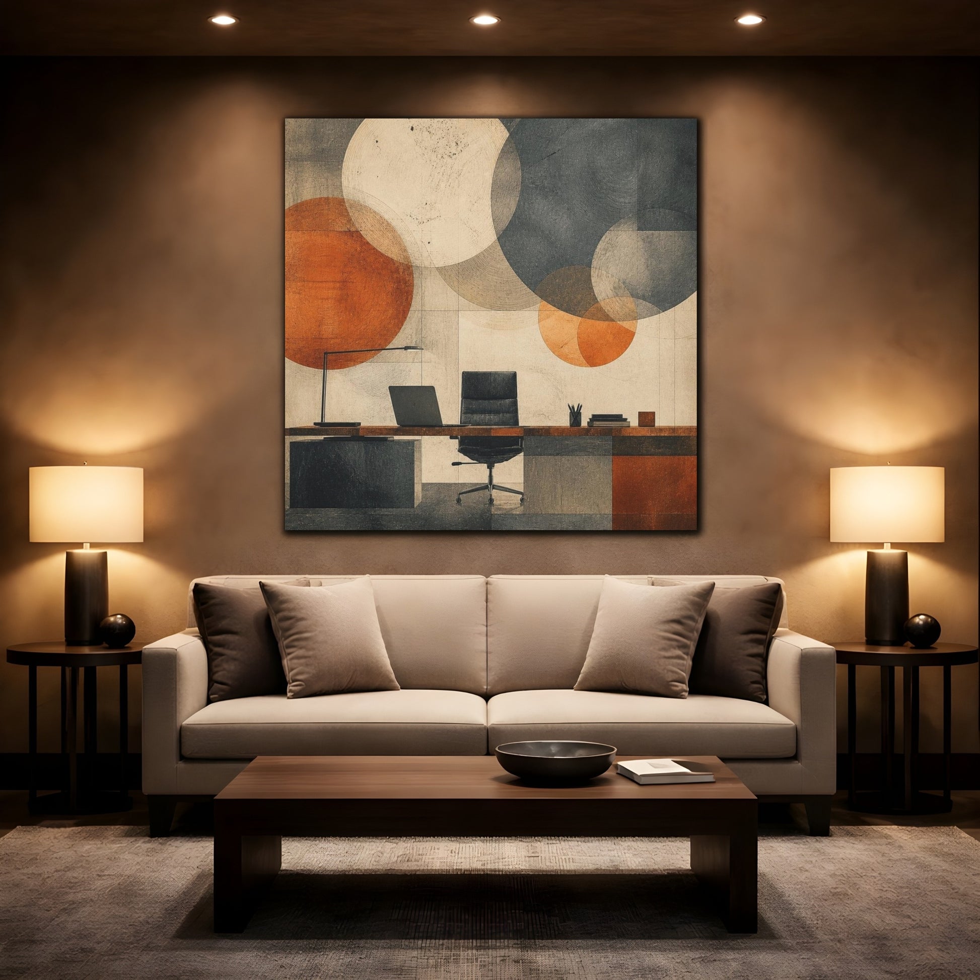 Mockup 2. Office Desk Composition shown as canvas print