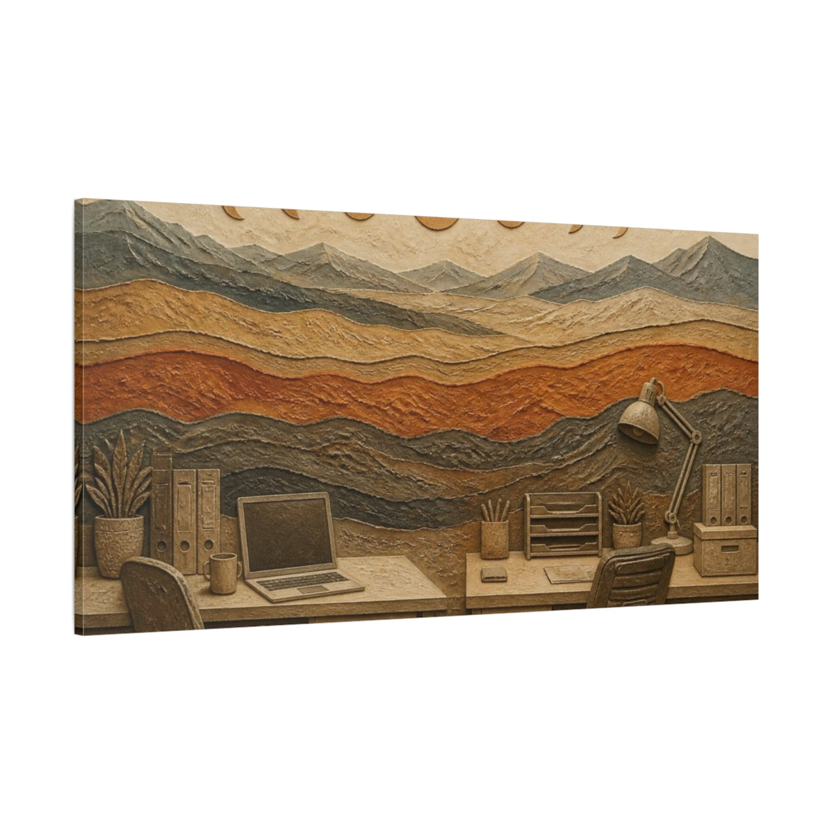 Side Mockup 2. Office Desk Landscape shown as canvas print