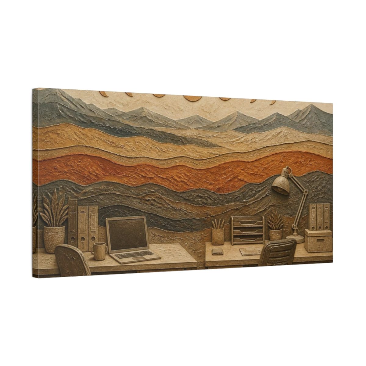Side Mockup 1. Office Desk Landscape shown as canvas print