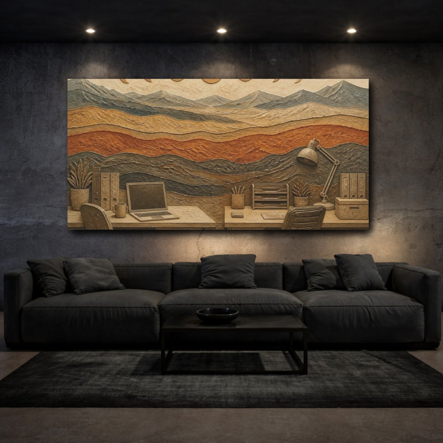 Mockup 3. Office Desk Landscape shown as canvas print