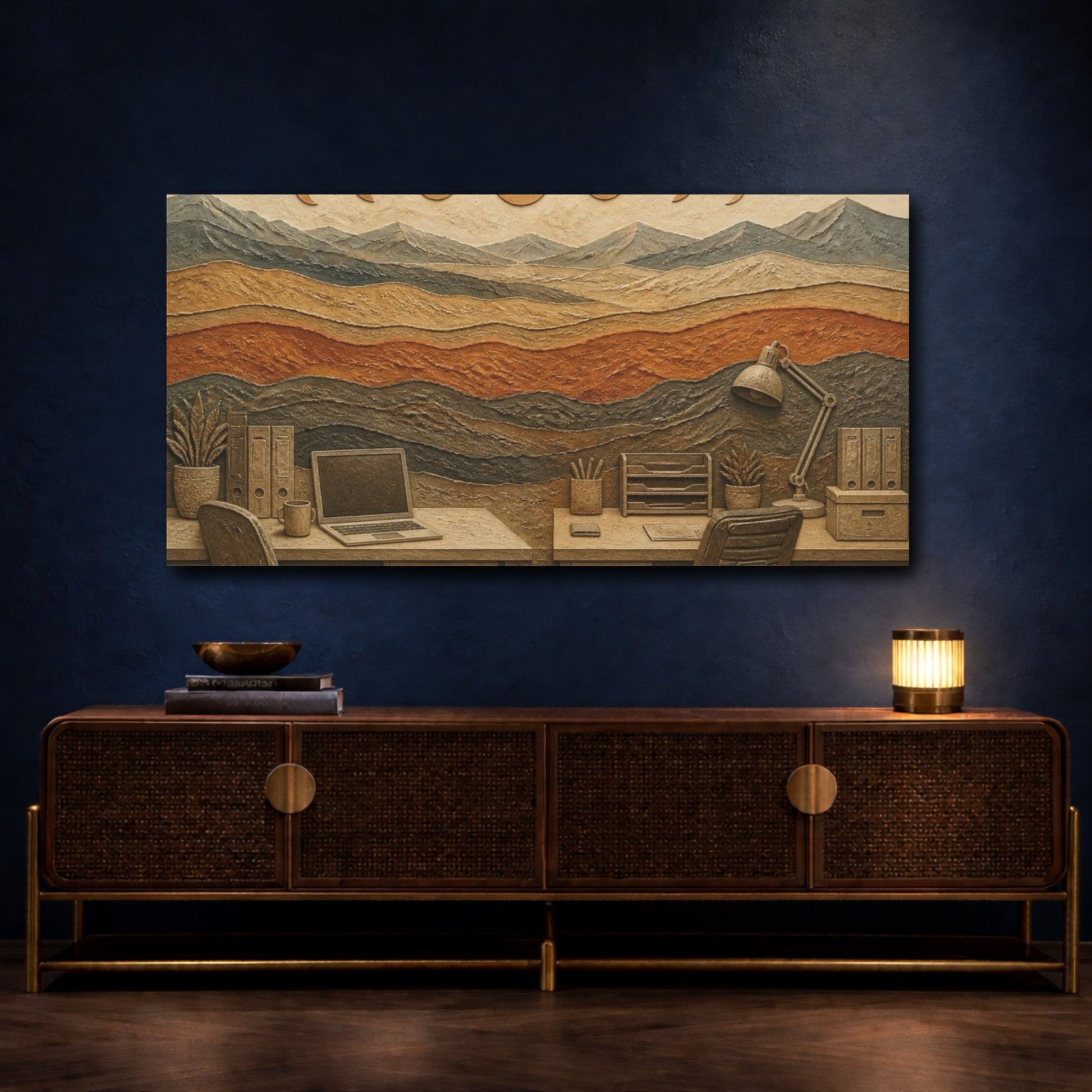 Mockup 4. Office Desk Landscape shown as canvas print