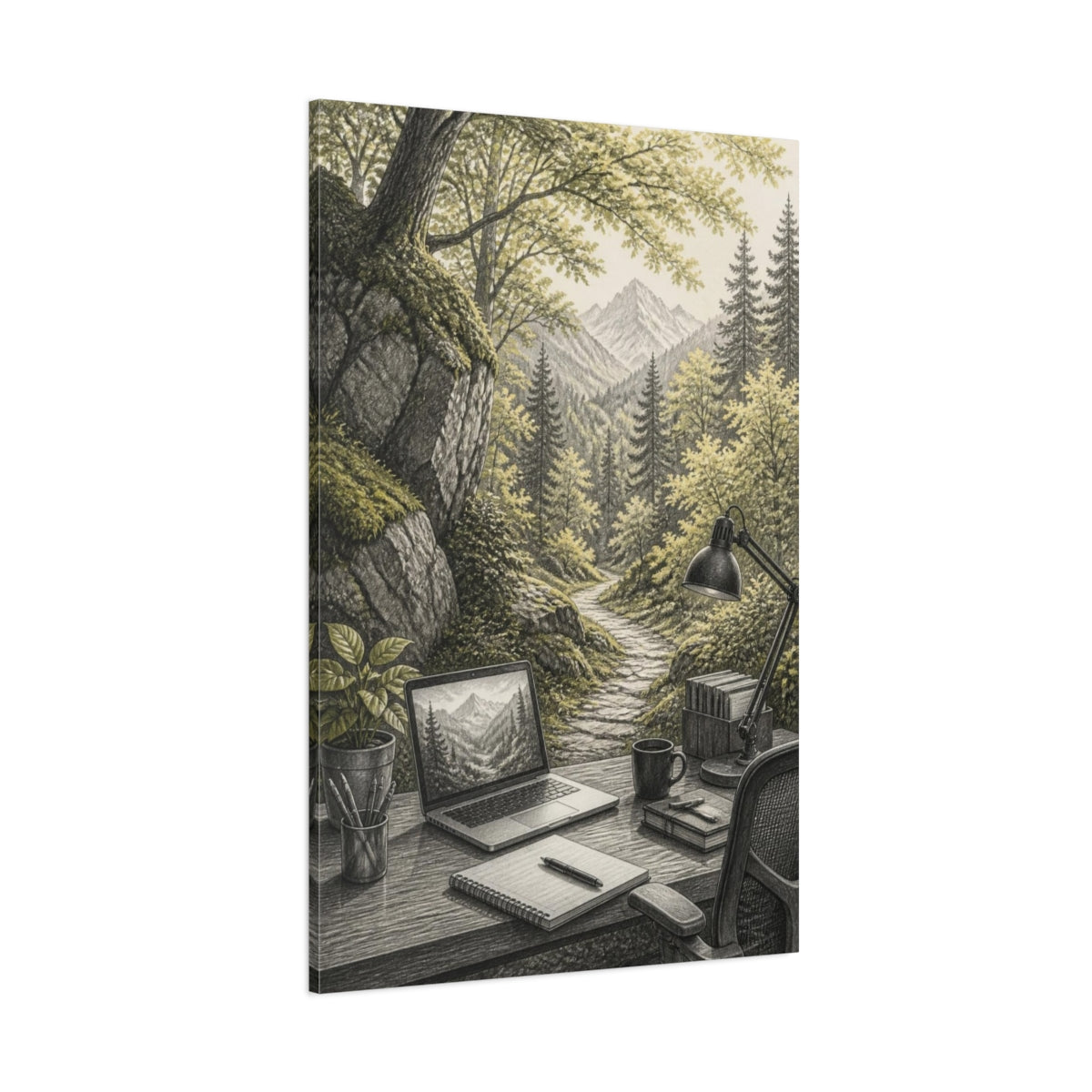 Side Mockup 1. Office Desk Retreat shown as canvas print