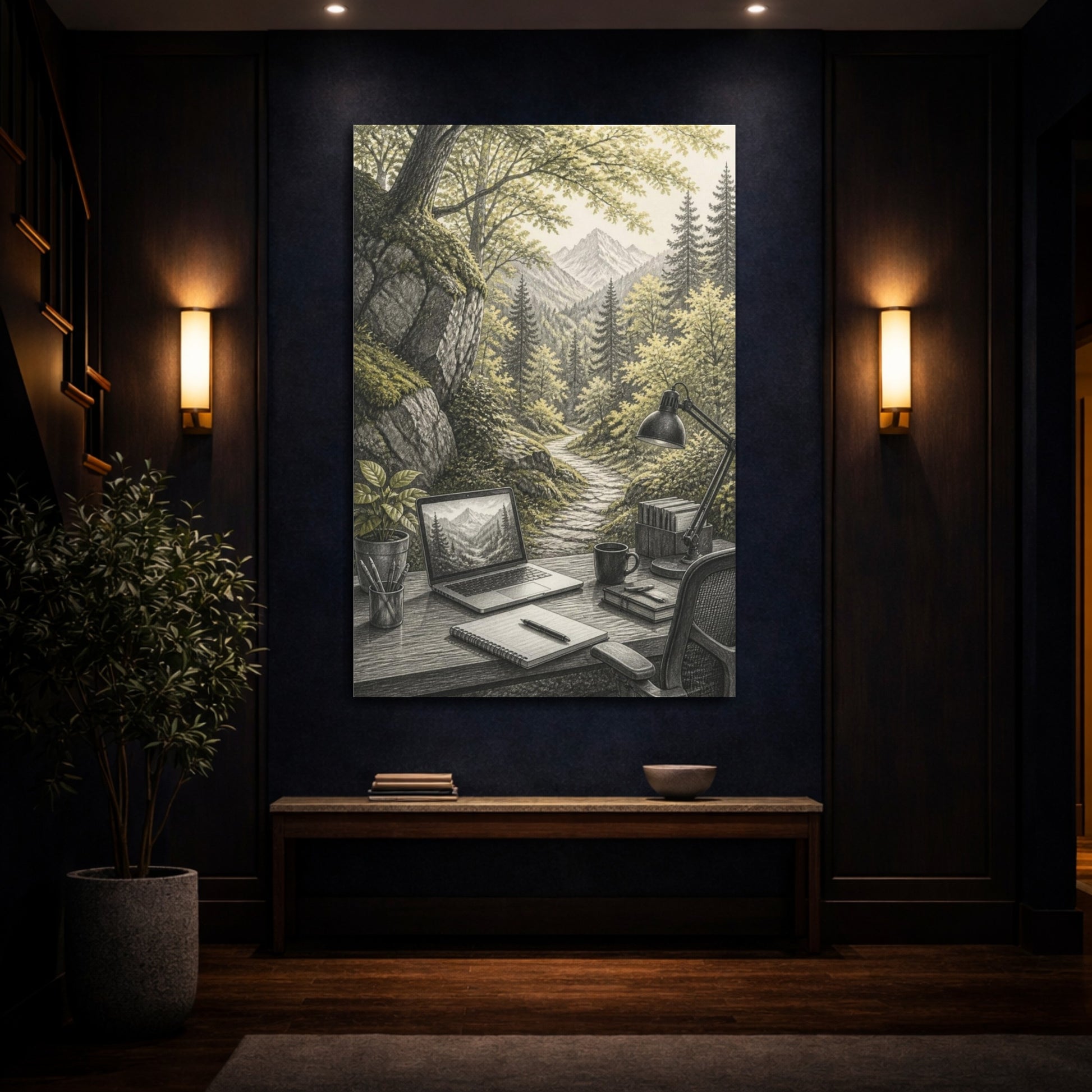 Mockup 4. Office Desk Retreat shown as canvas print