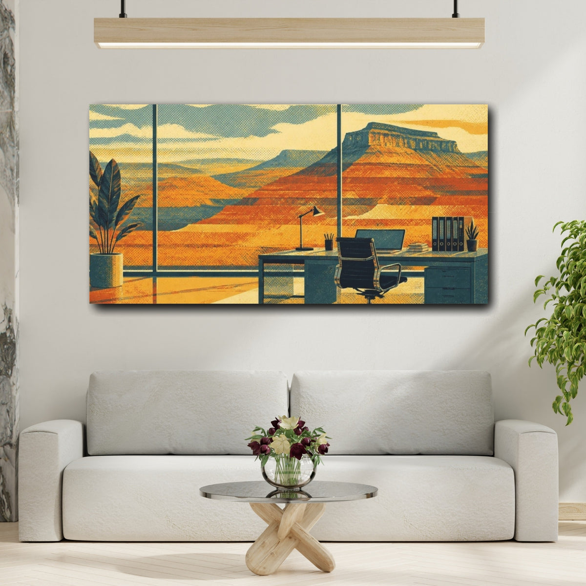 Mockup 2. Office Desk With Mesa View shown as canvas print