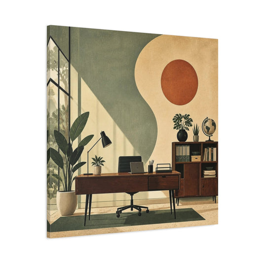 Main Mockup. Office Desk With Plants shown as canvas print