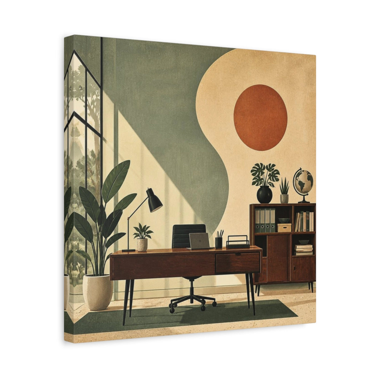 Side Mockup 6. Office Desk With Plants shown as canvas print
