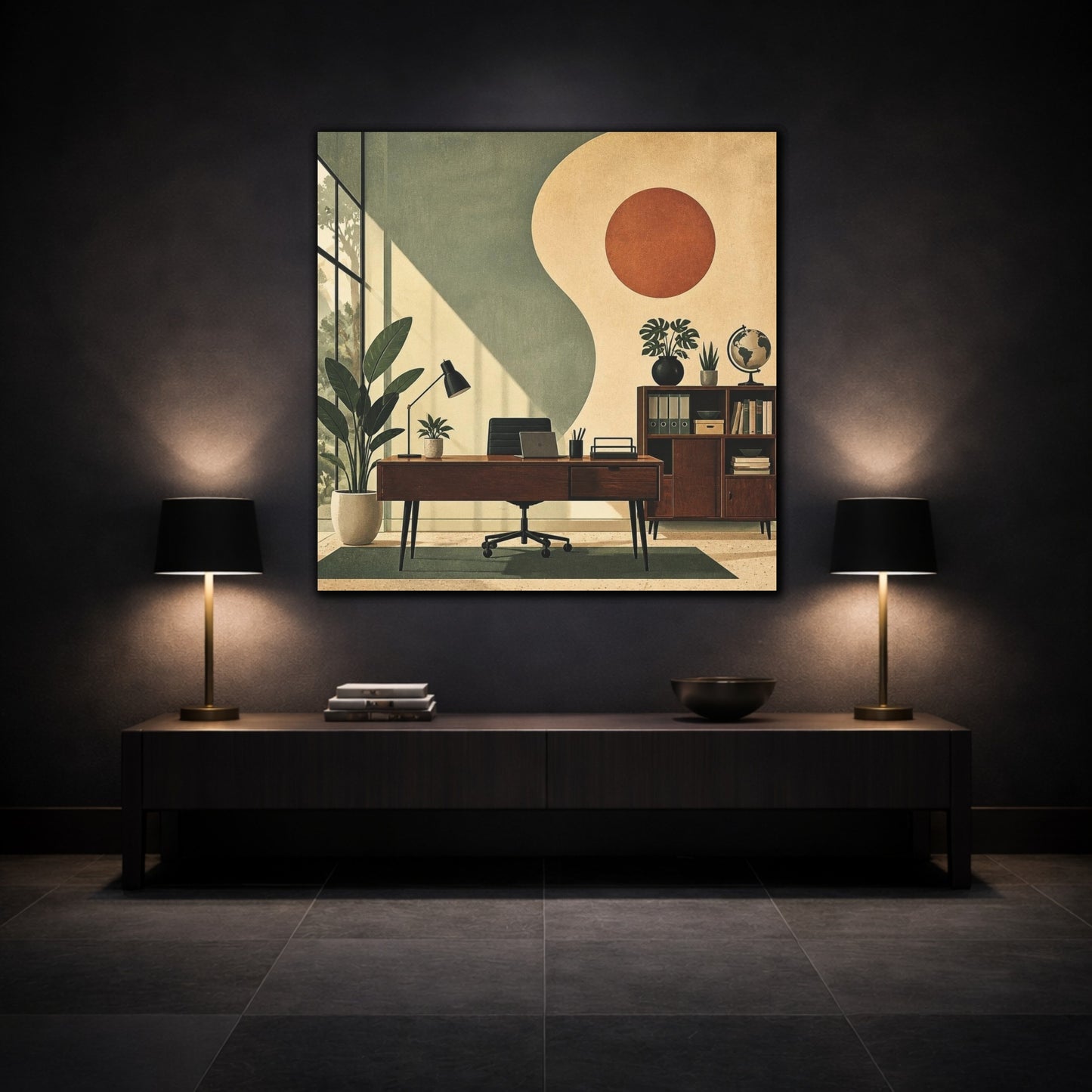 Mockup 3. Office Desk With Plants shown as canvas print