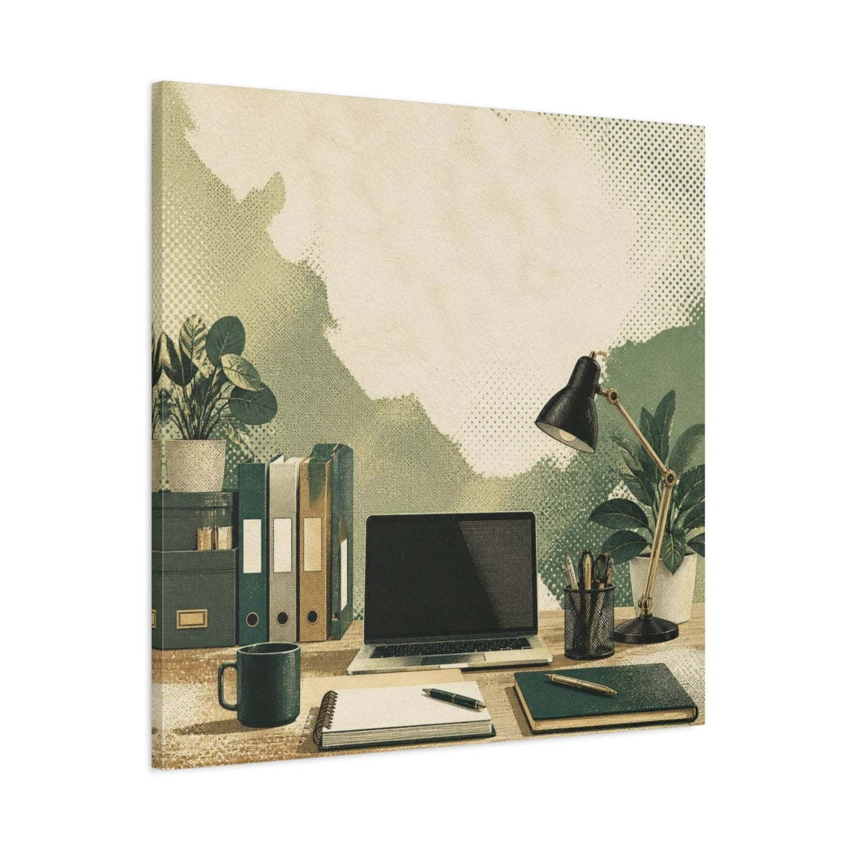 Main Mockup. Office Desk Workspace shown as canvas print