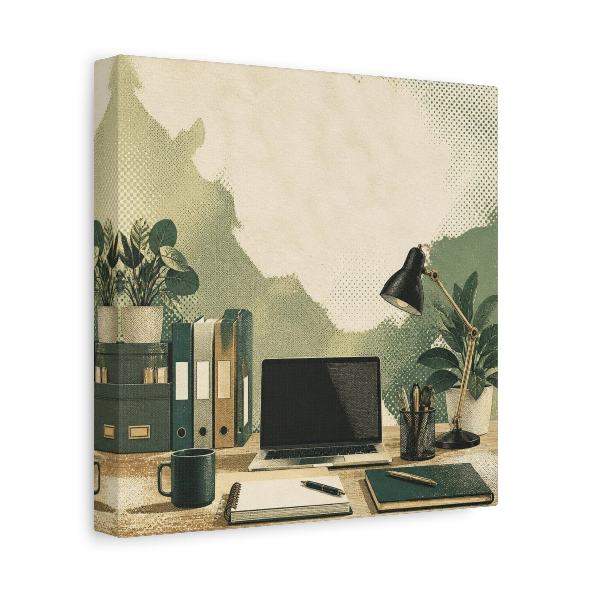Side Mockup 9. Office Desk Workspace shown as canvas print