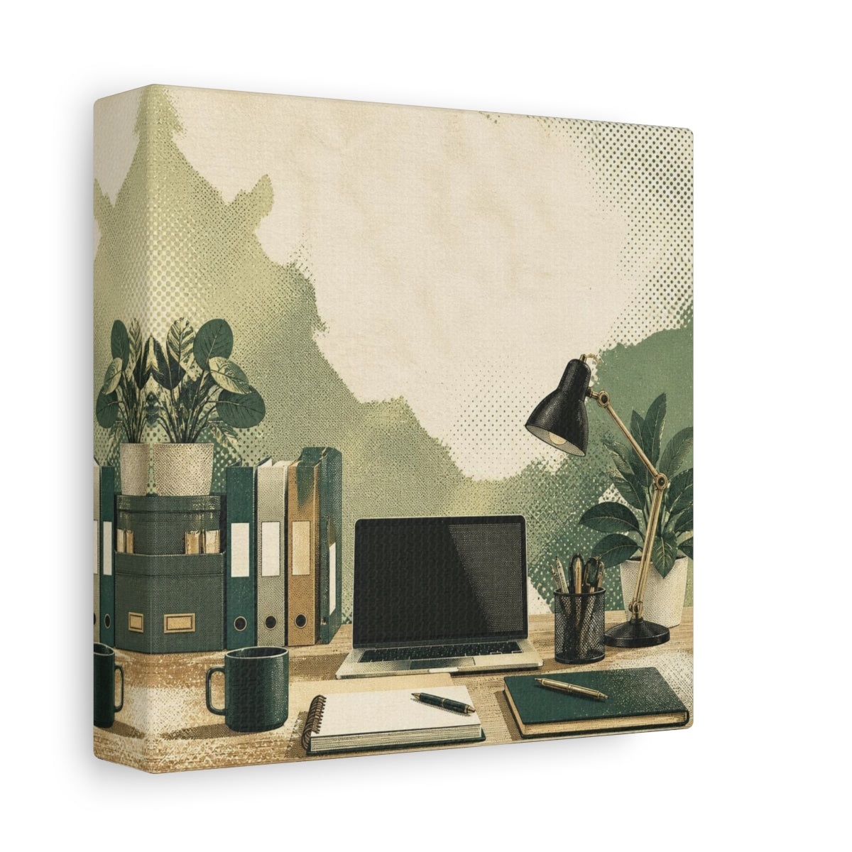 Side Mockup 2. Office Desk Workspace shown as canvas print