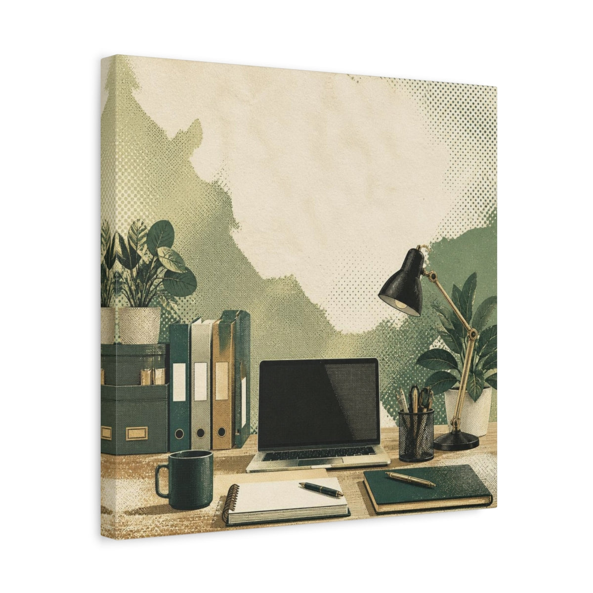 Side Mockup 6. Office Desk Workspace shown as canvas print