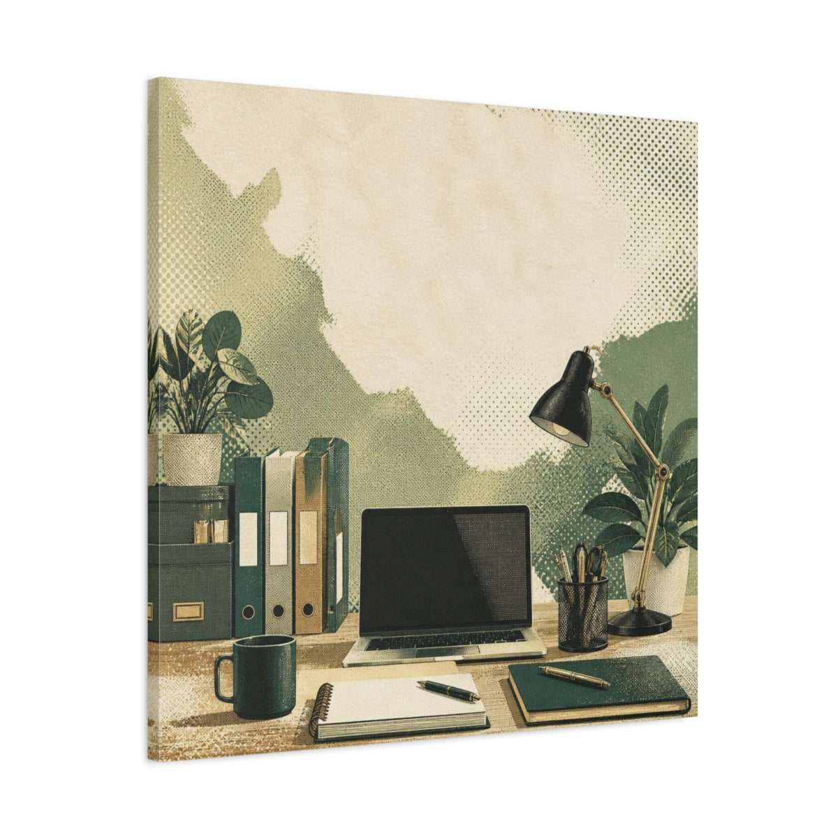 Side Mockup 3. Office Desk Workspace shown as canvas print