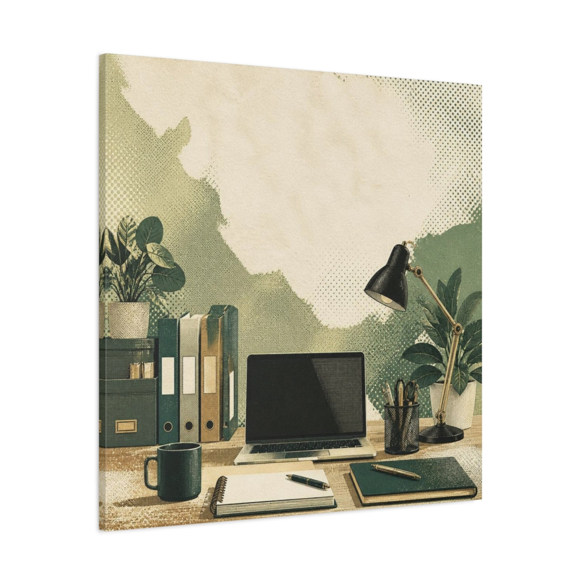 Side Mockup 1. Office Desk Workspace shown as canvas print