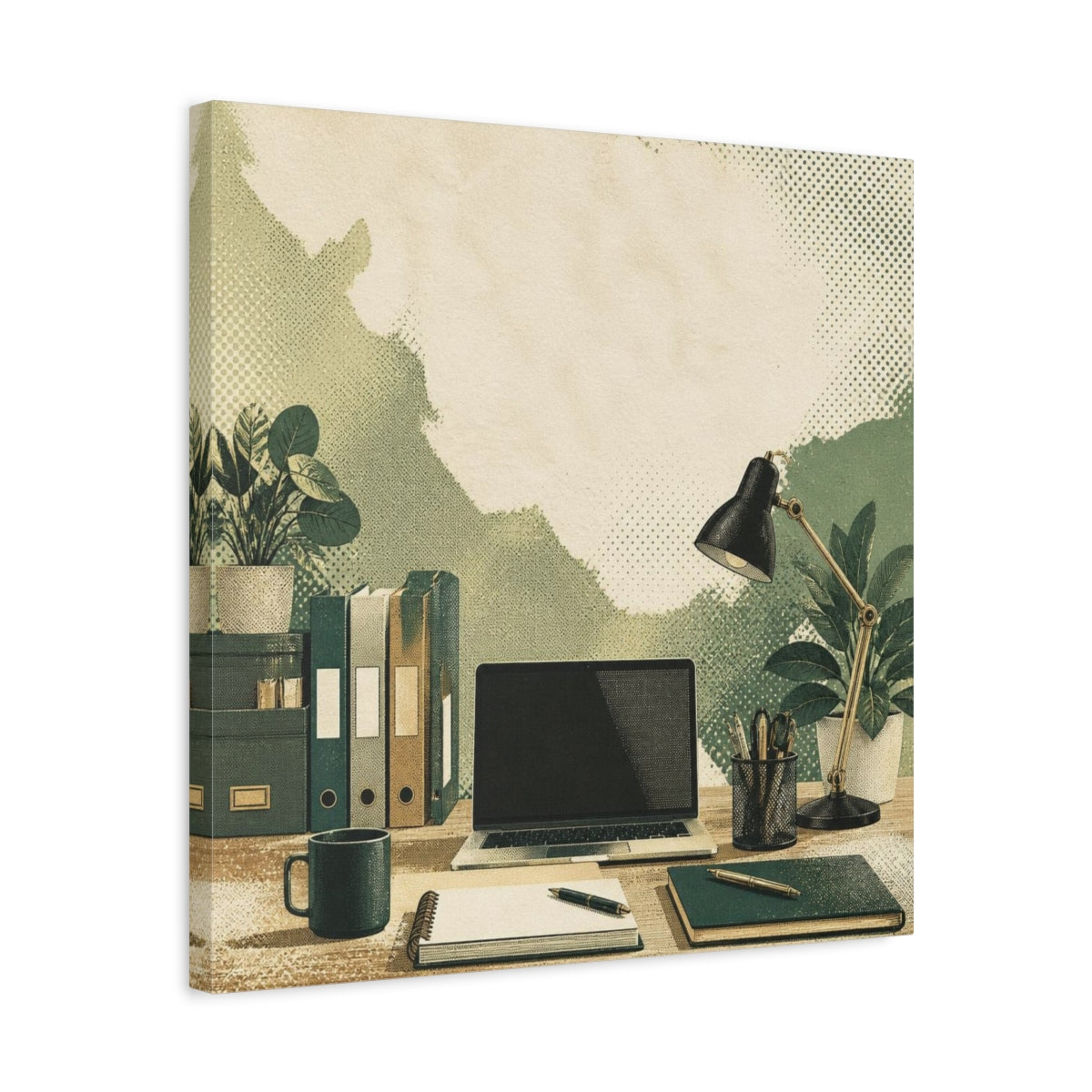 Side Mockup 5. Office Desk Workspace shown as canvas print