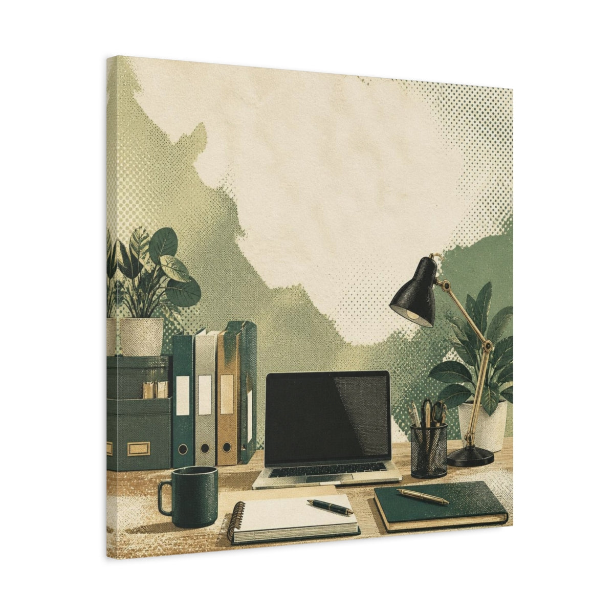 Side Mockup 4. Office Desk Workspace shown as canvas print