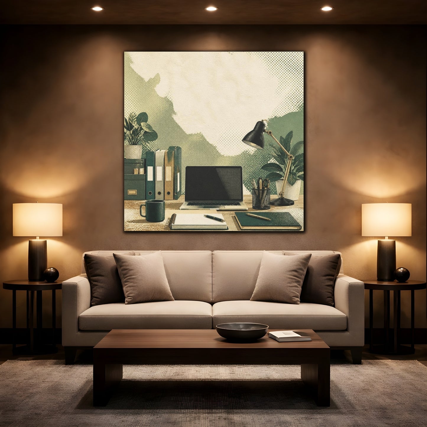 Mockup 2. Office Desk Workspace shown as canvas print