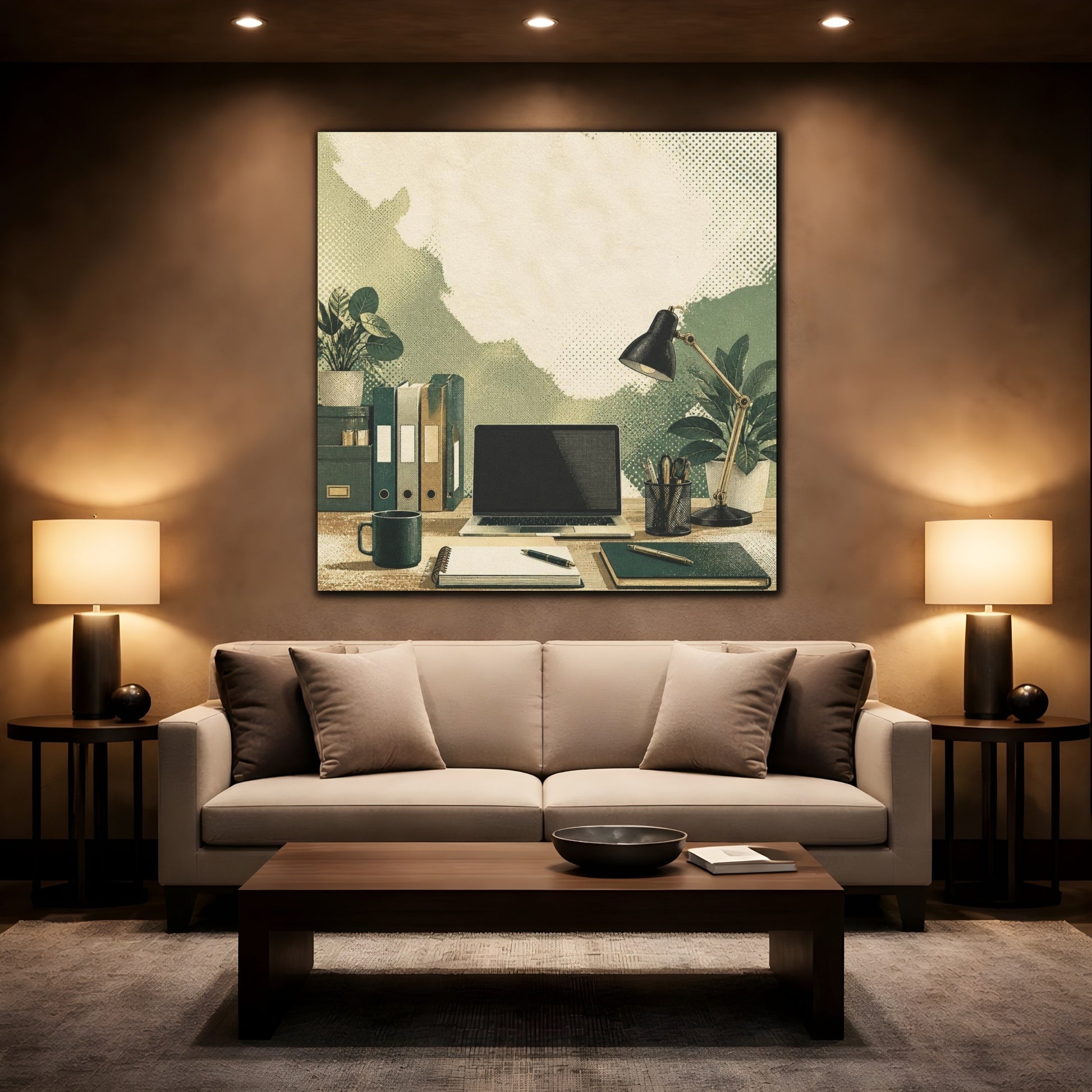 Mockup 2. Office Desk Workspace shown as canvas print