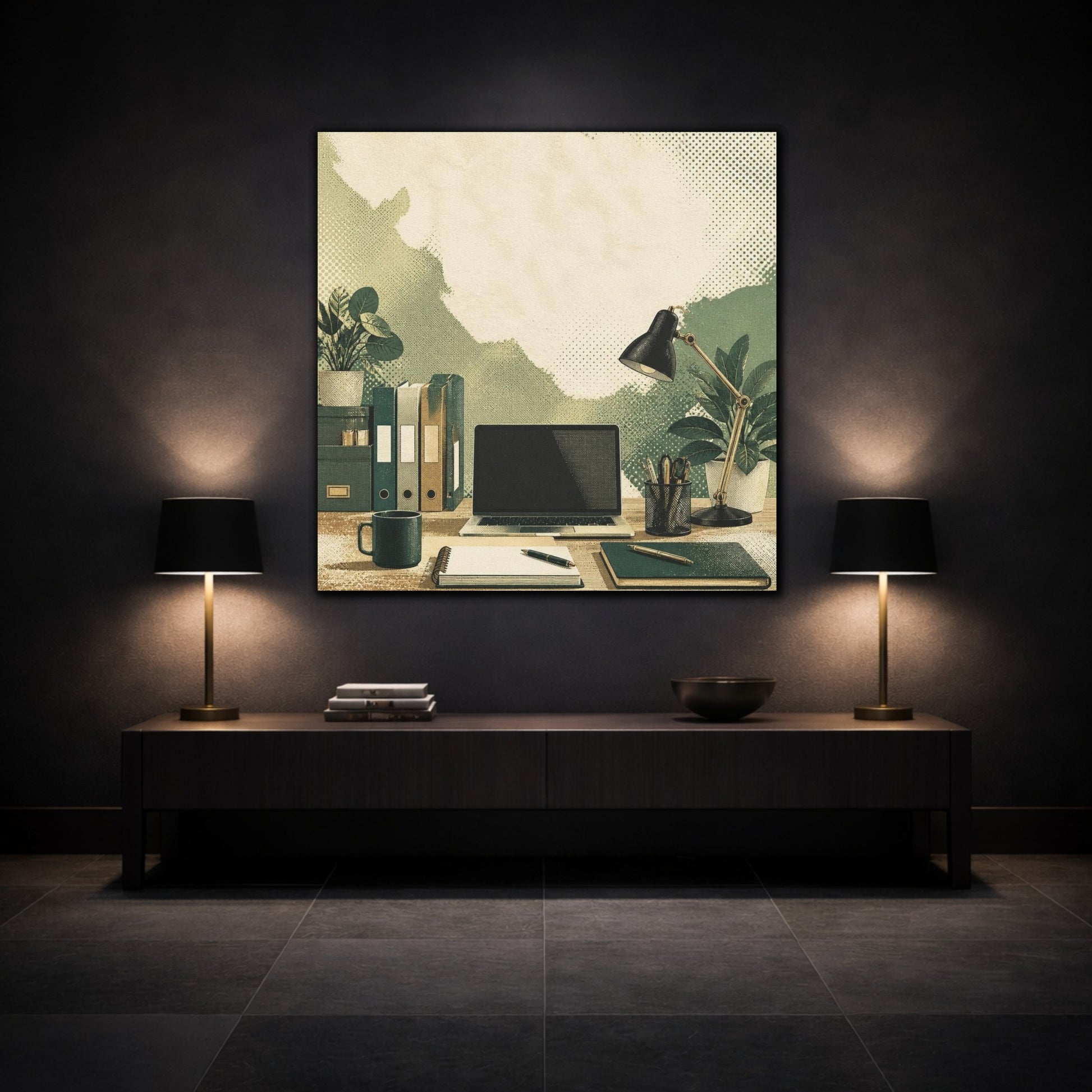 Mockup 3. Office Desk Workspace shown as canvas print
