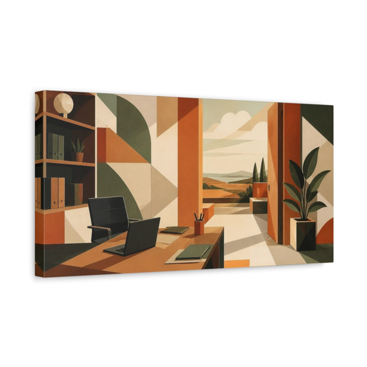 Side Mockup 3. Office Doorway View shown as canvas print