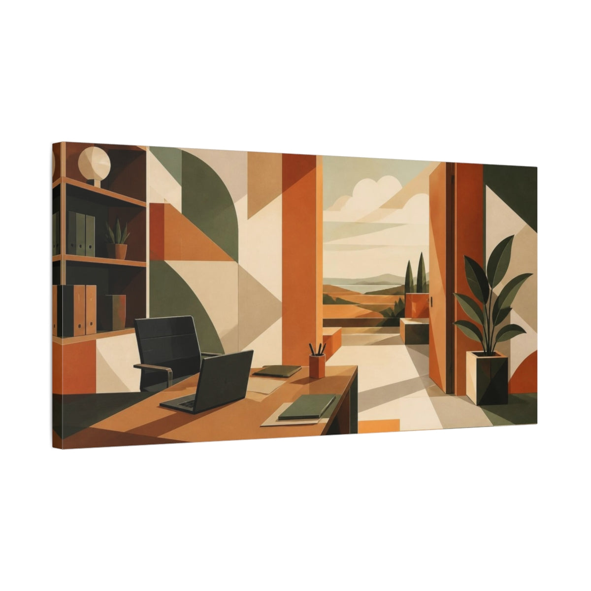 Side Mockup 1. Office Doorway View shown as canvas print