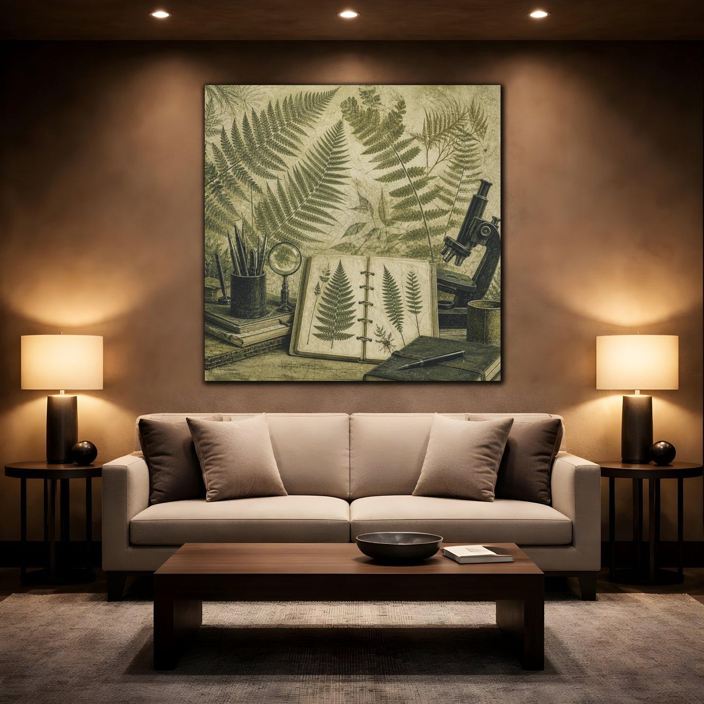 Mockup 2. Office Fern Herbarium shown as canvas print