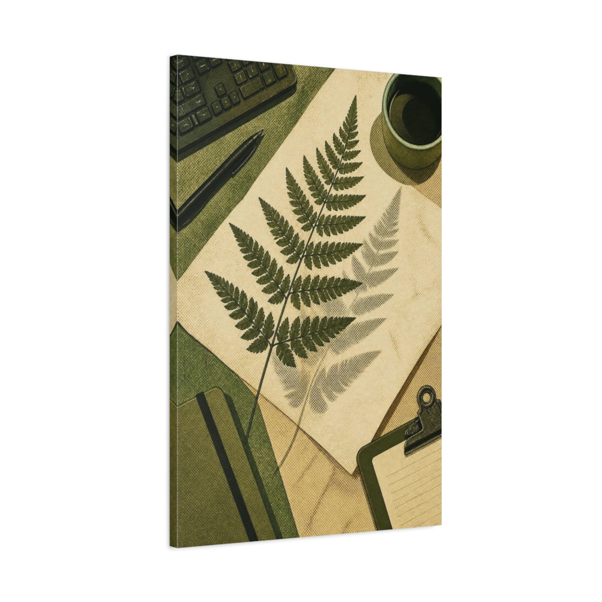 Main Mockup. Office Fern Specimen shown as canvas print