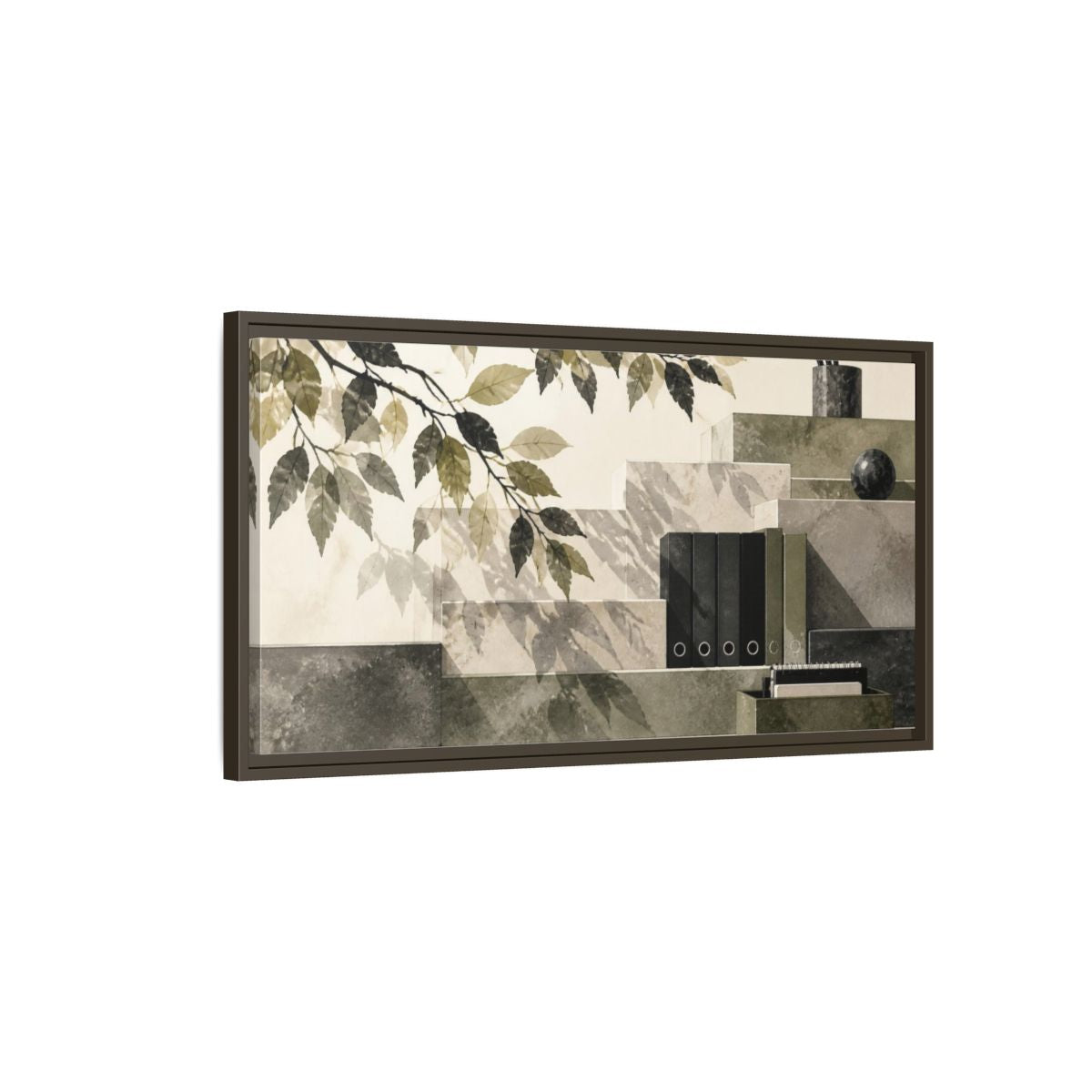 Main Mockup. Office Leaves Composition shown as framed canvas print