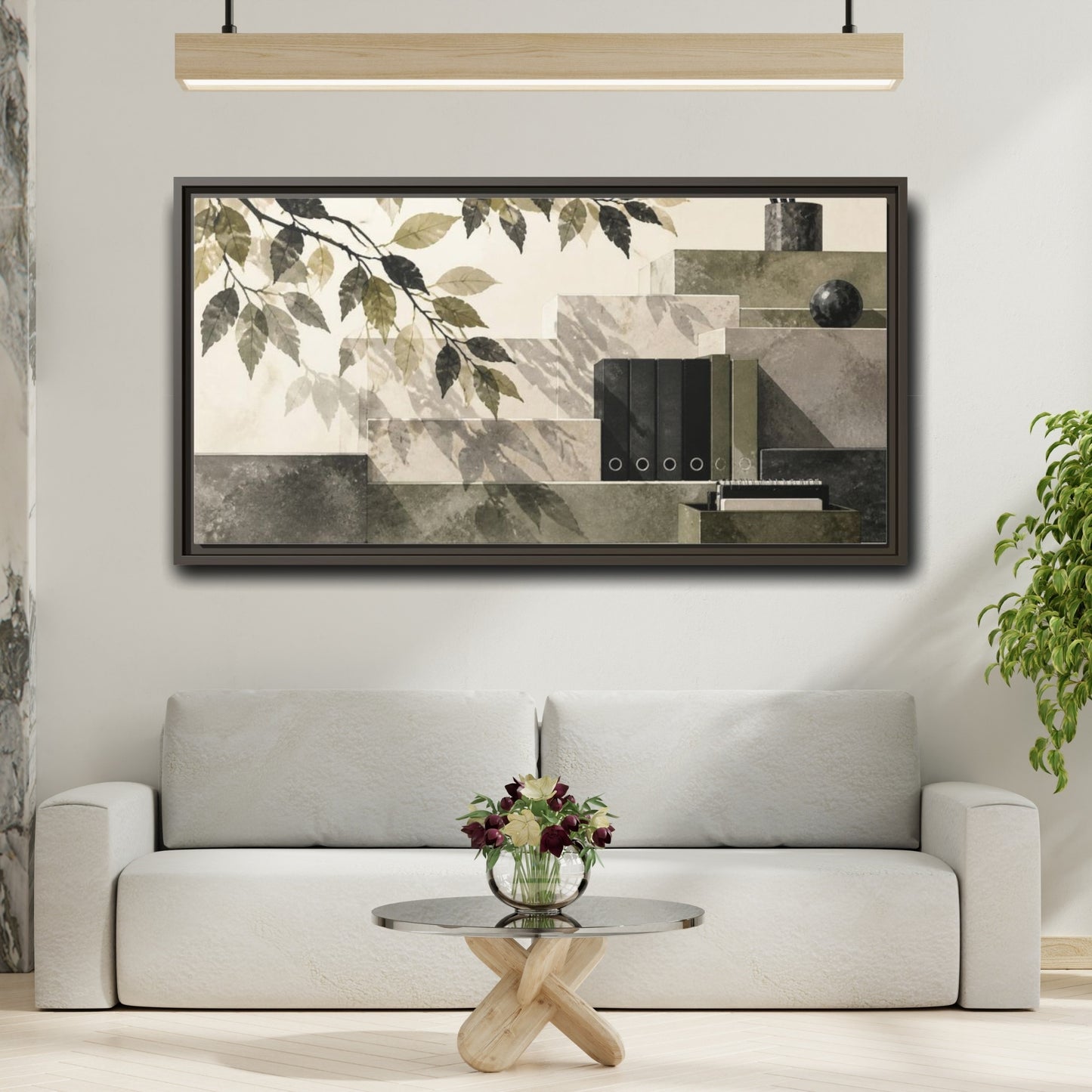 Mockup 2. Office Leaves Composition shown as framed canvas print