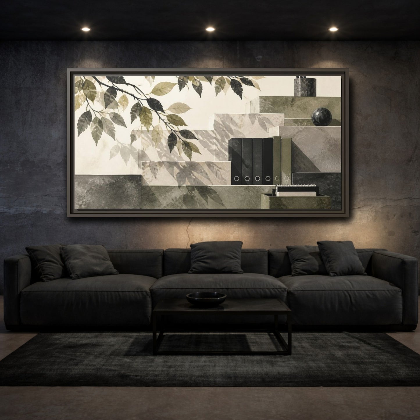 Mockup 3. Office Leaves Composition shown as framed canvas print