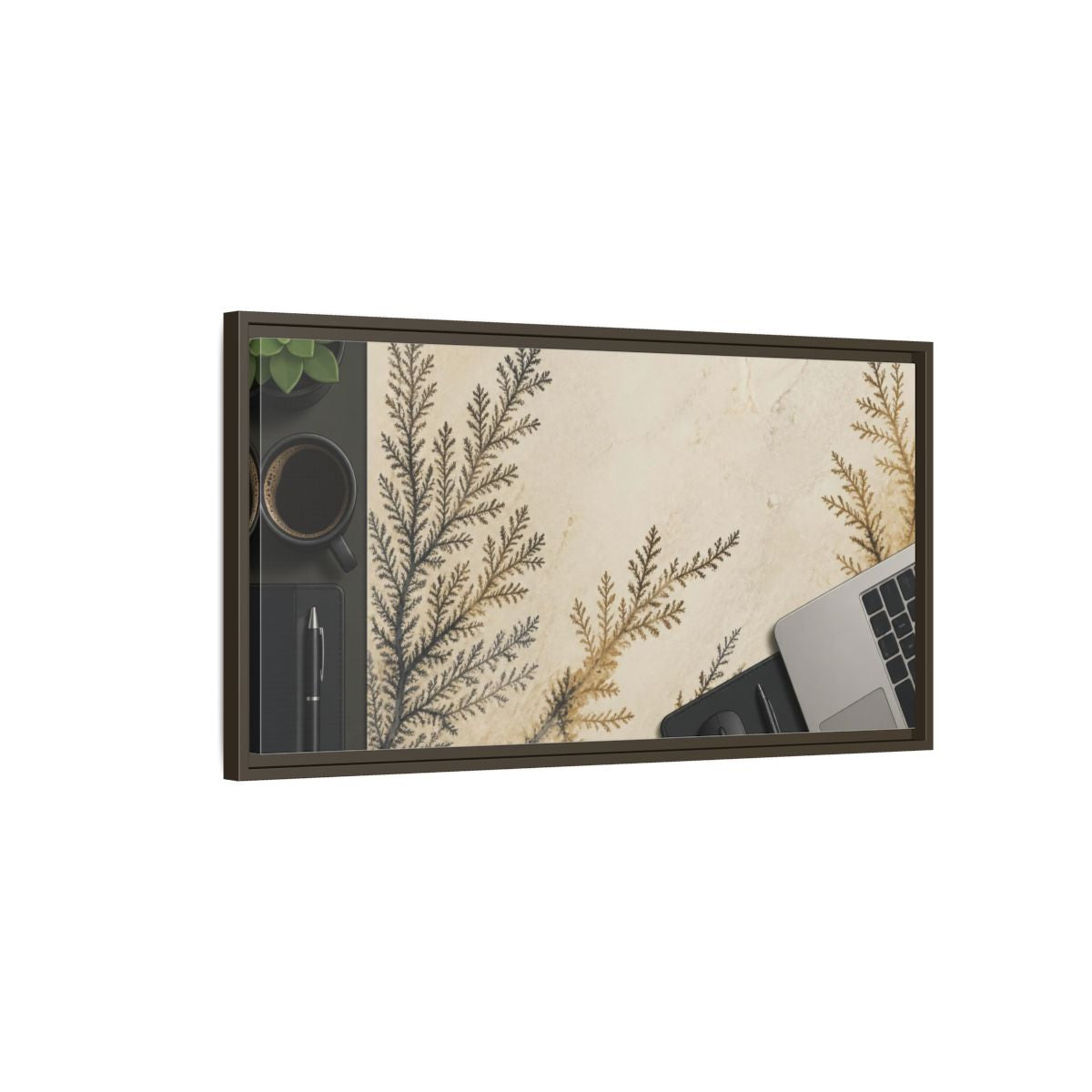 Main Mockup. Office Limestone Dendrite shown as framed canvas print