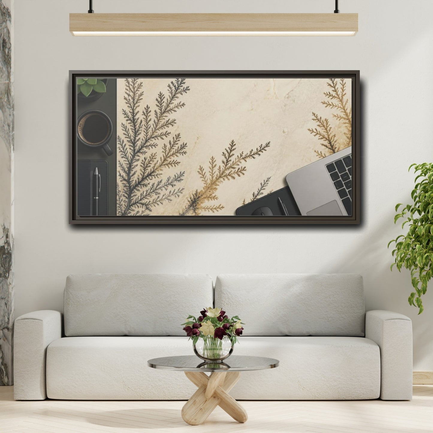 Mockup 2. Office Limestone Dendrite shown as framed canvas print