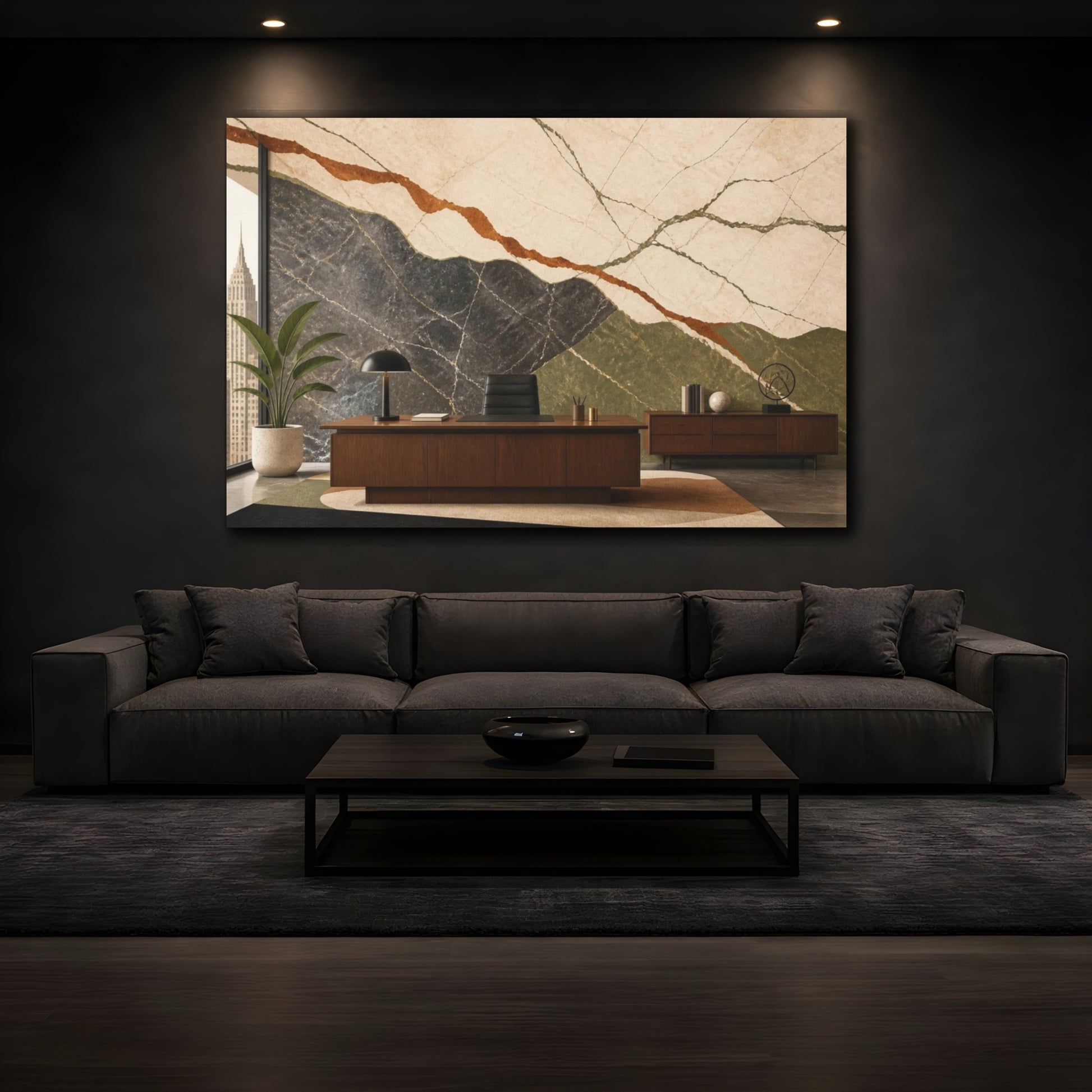 Mockup 3. Office Marble Veining shown as canvas print