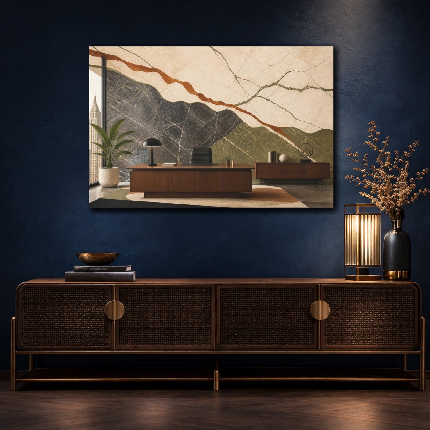 Mockup 4. Office Marble Veining shown as canvas print
