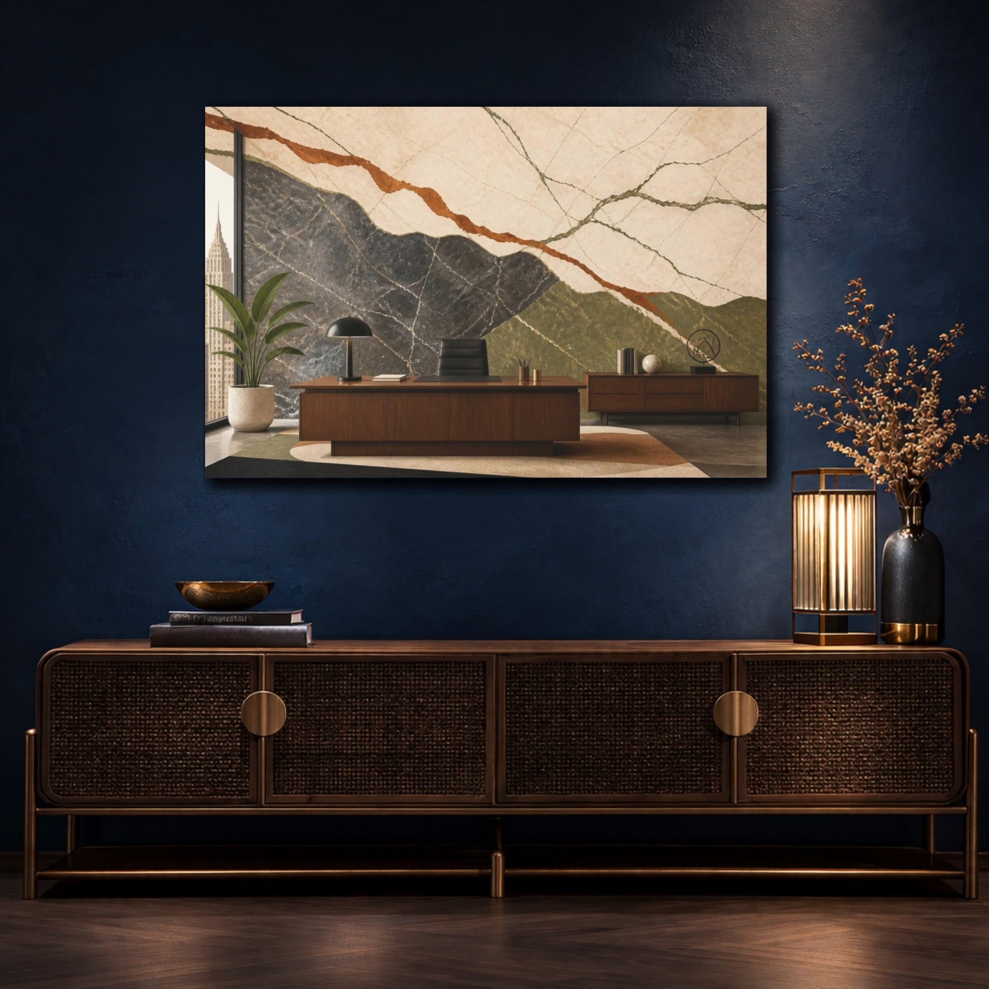 Mockup 4. Office Marble Veining shown as canvas print