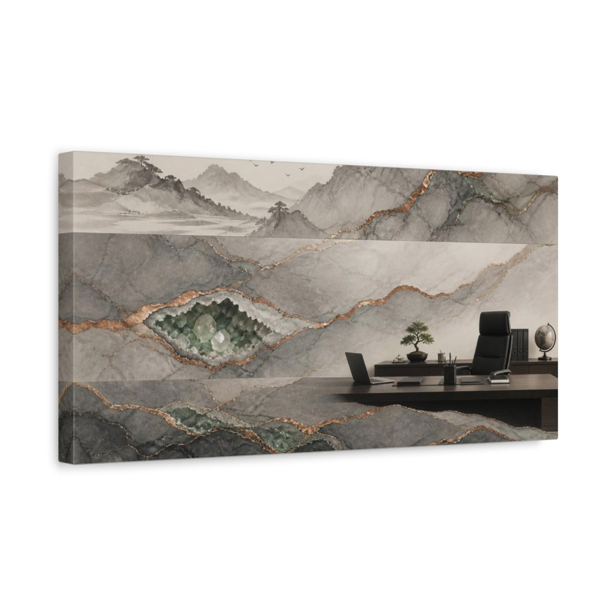 Side Mockup 3. Office Mineral Veins shown as canvas print