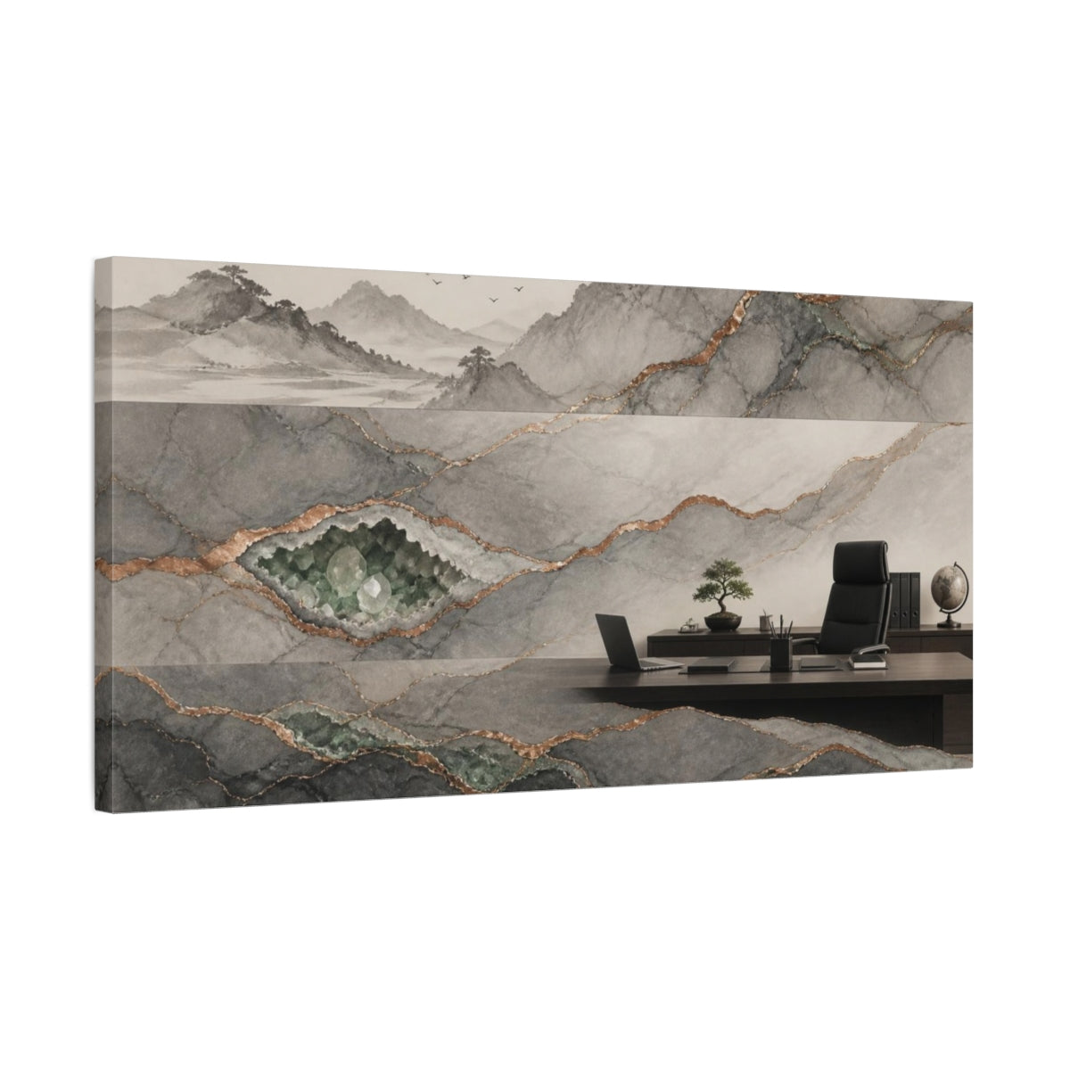Side Mockup 1. Office Mineral Veins shown as canvas print