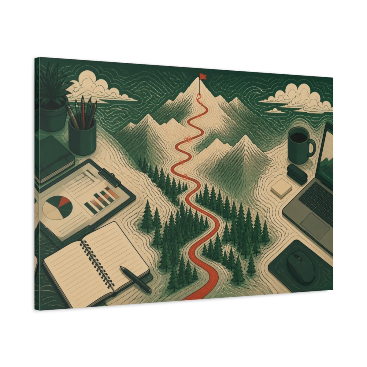 Main Mockup. Office Mountain Trail shown as canvas print