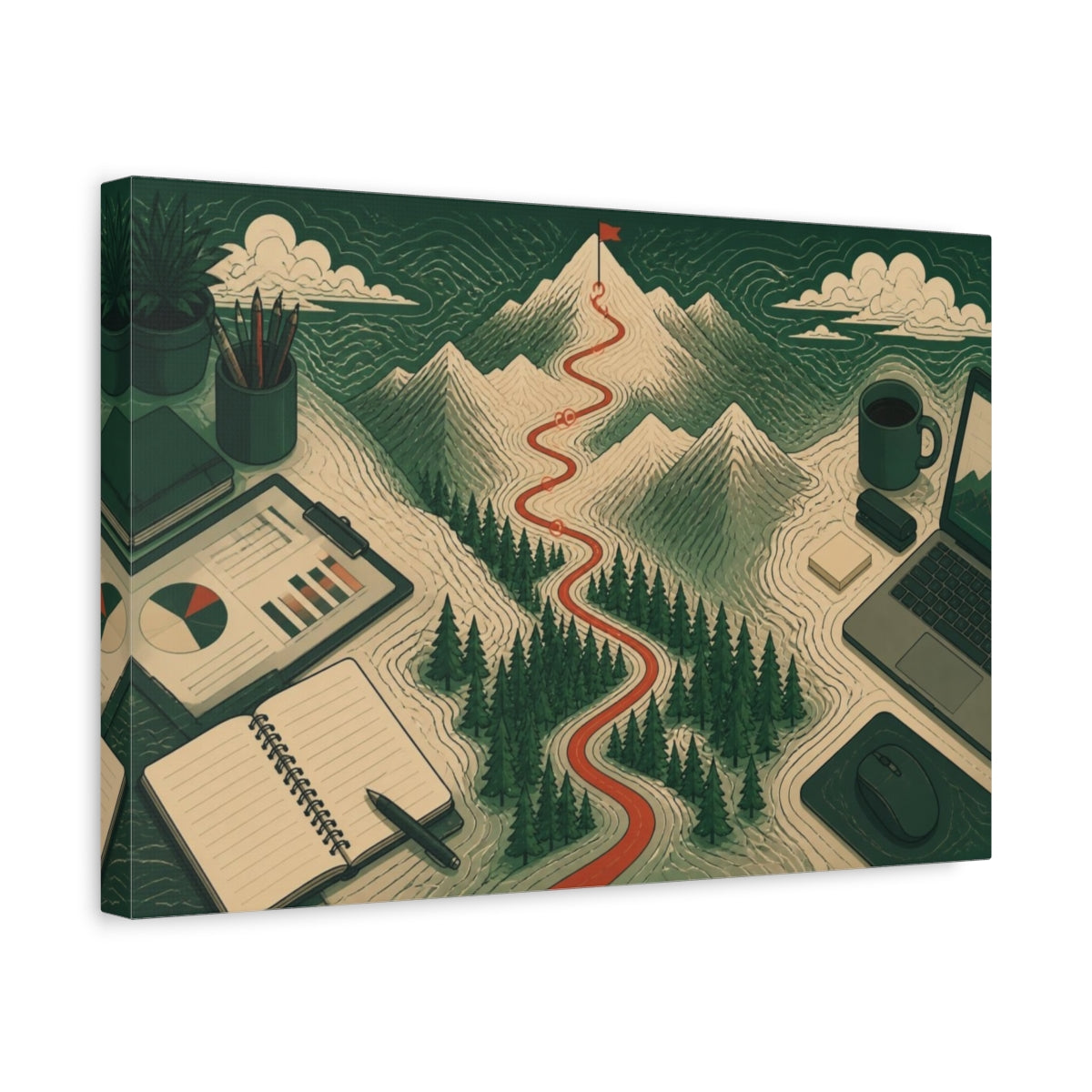 Side Mockup 4. Office Mountain Trail shown as canvas print