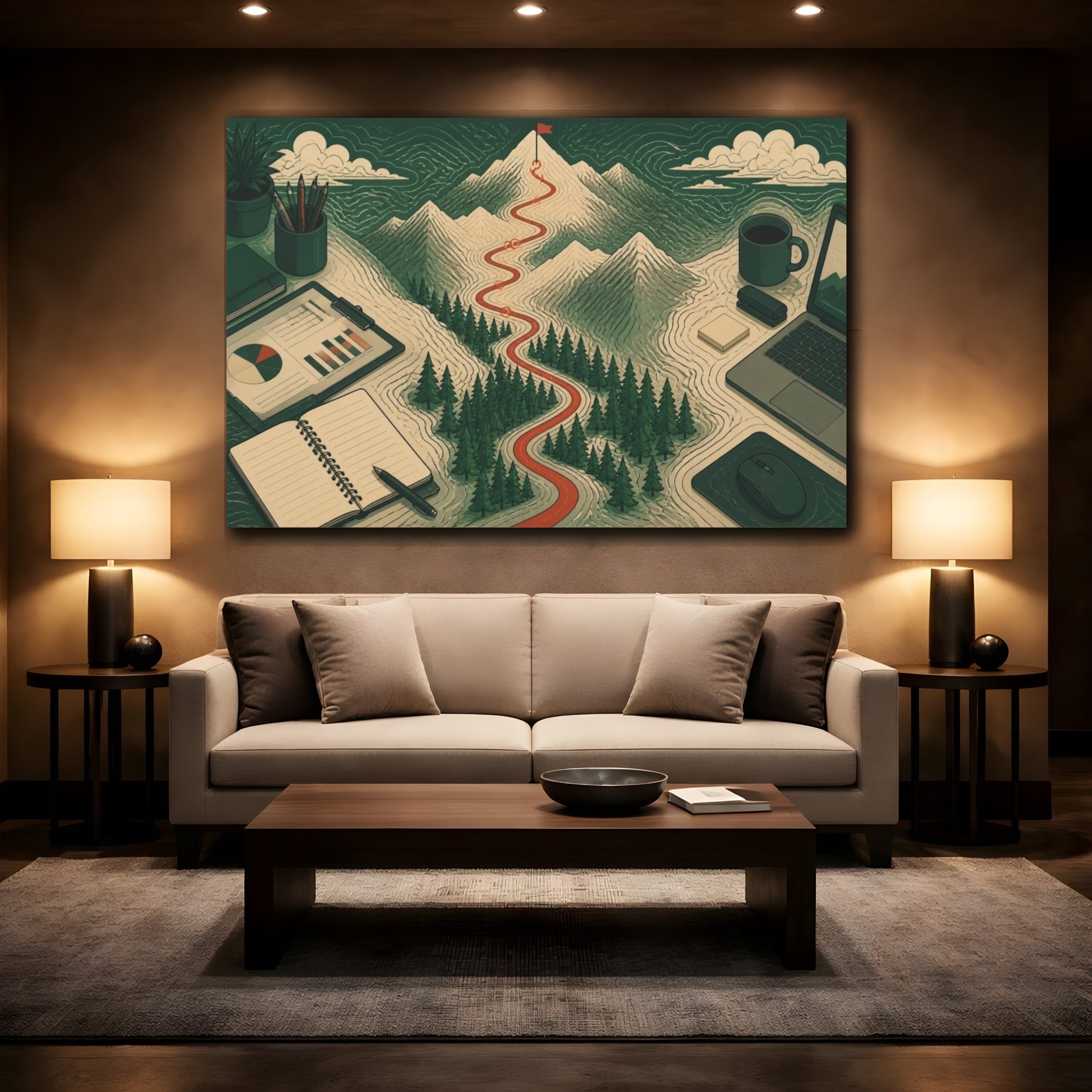 Mockup 2. Office Mountain Trail shown as canvas print