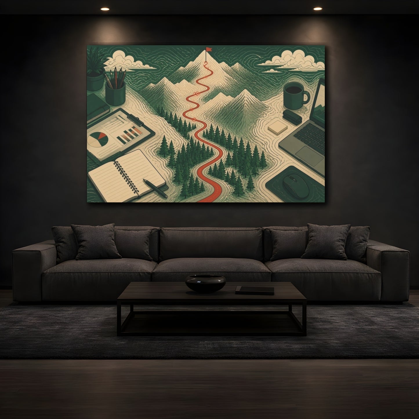 Mockup 3. Office Mountain Trail shown as canvas print