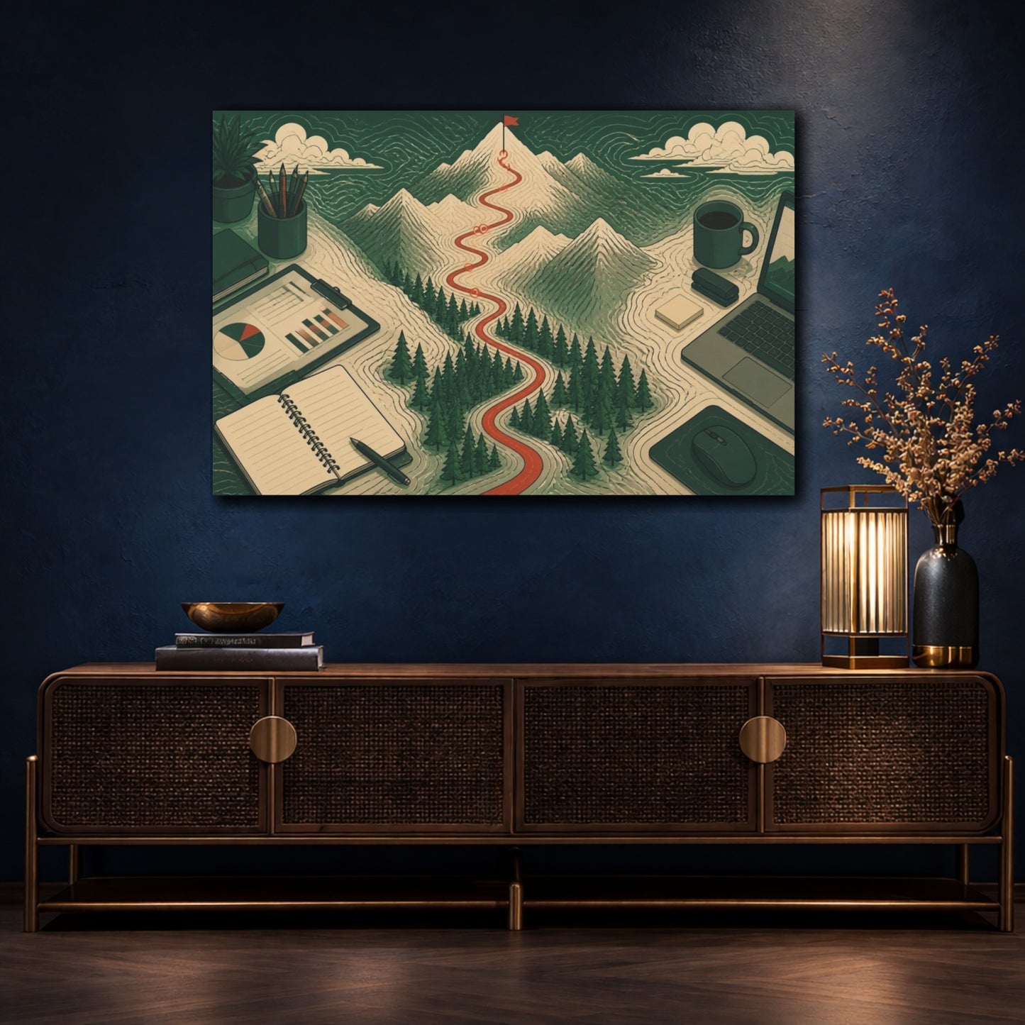 Mockup 4. Office Mountain Trail shown as canvas print