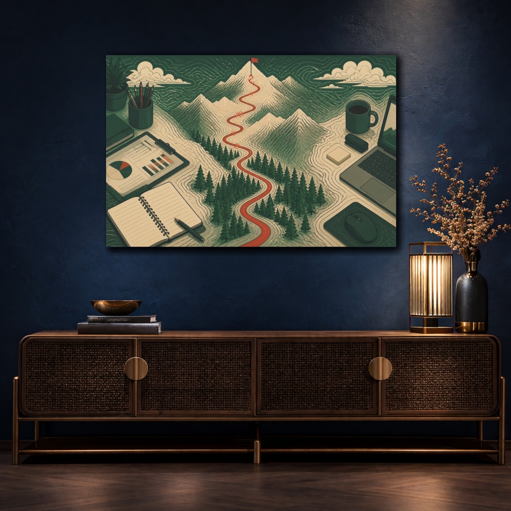 Mockup 4. Office Mountain Trail shown as canvas print