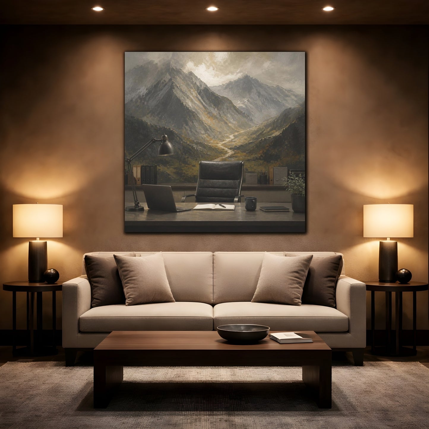 Mockup 2. Office Mountain Vista shown as canvas print