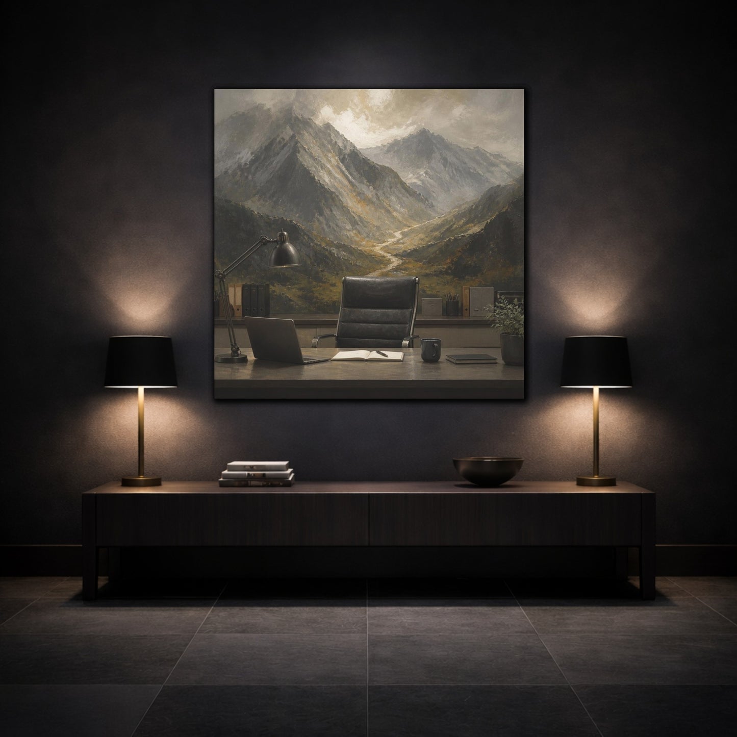 Mockup 3. Office Mountain Vista shown as canvas print