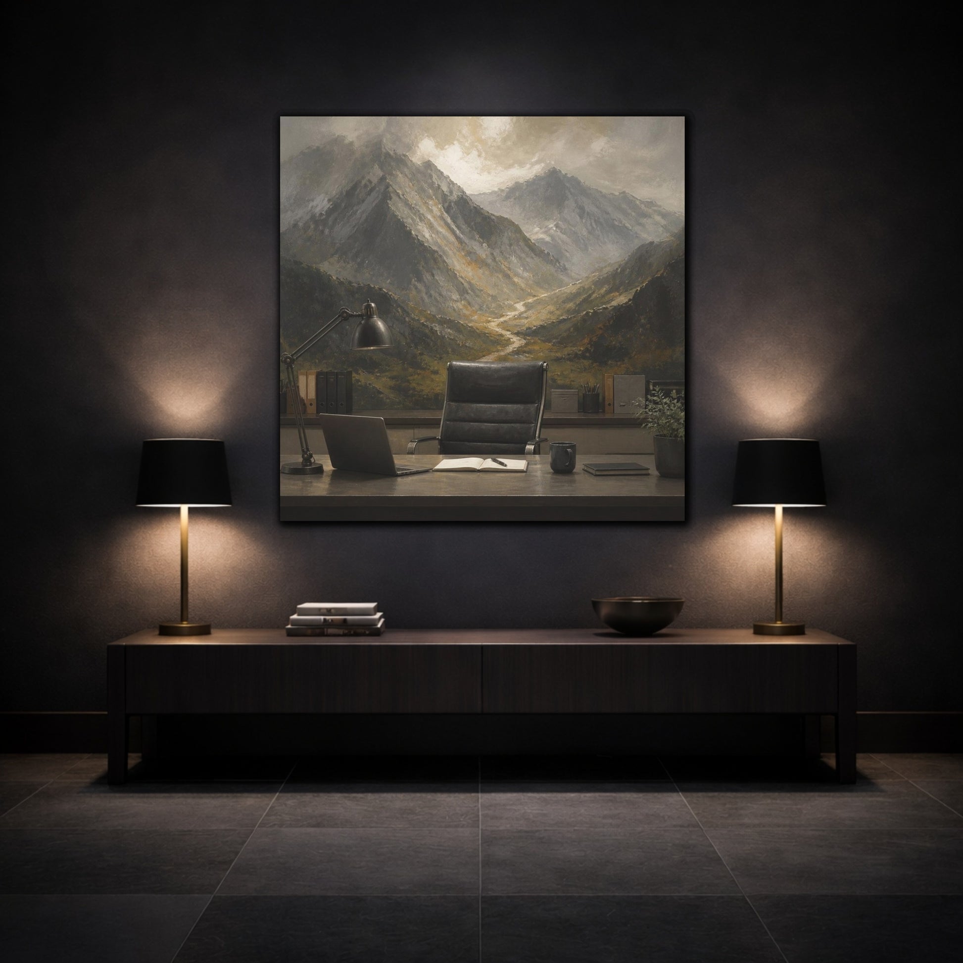 Mockup 3. Office Mountain Vista shown as canvas print