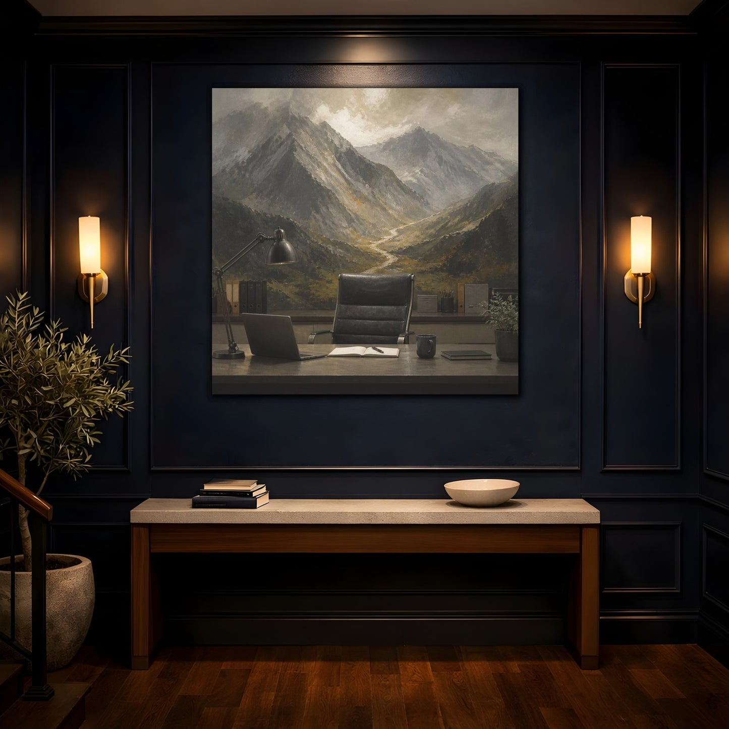 Mockup 4. Office Mountain Vista shown as canvas print