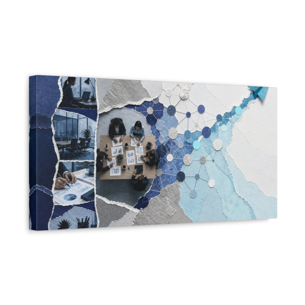 Side Mockup 3. Office Network Collage shown as canvas print