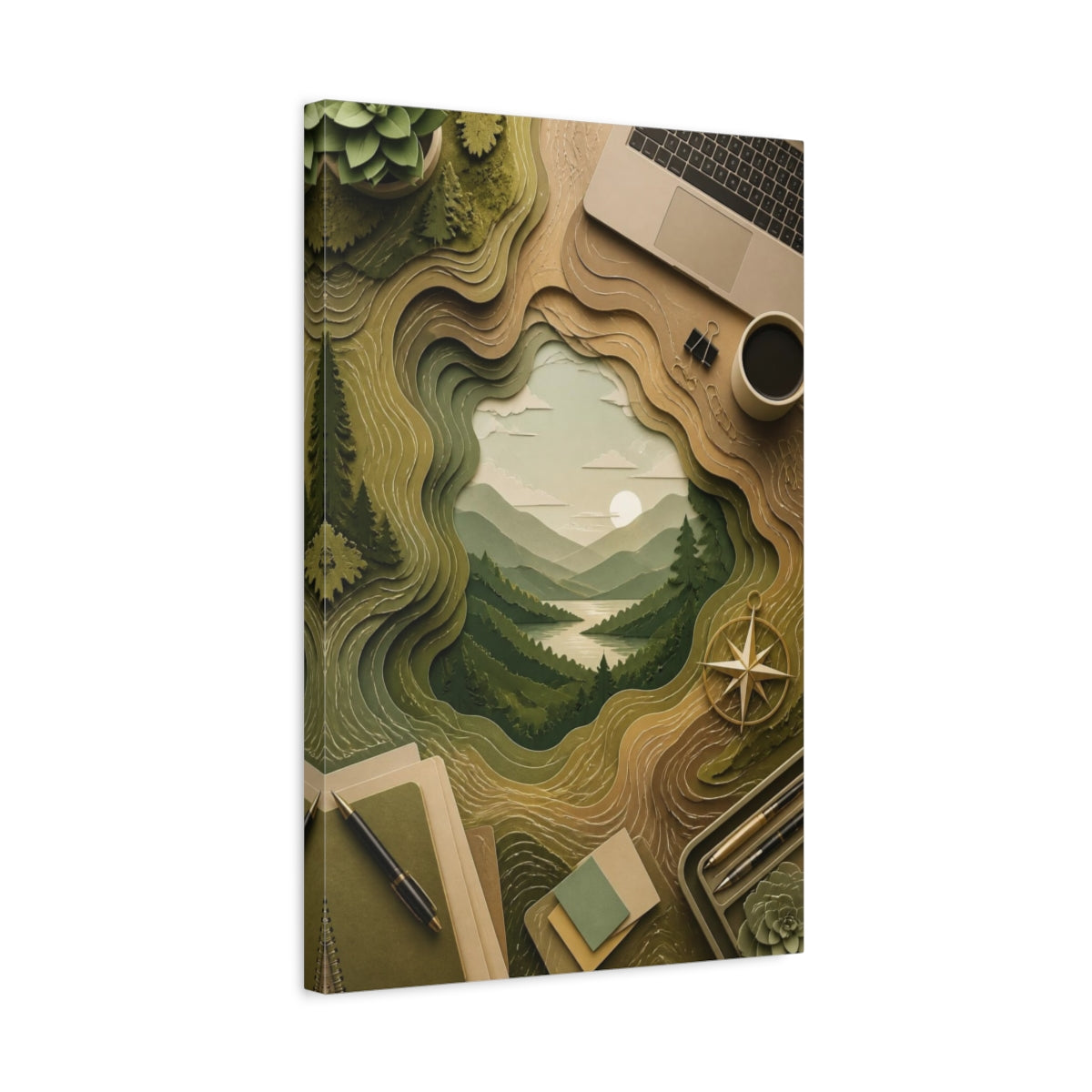 Side Mockup 3. Office Paper Landscape shown as canvas print