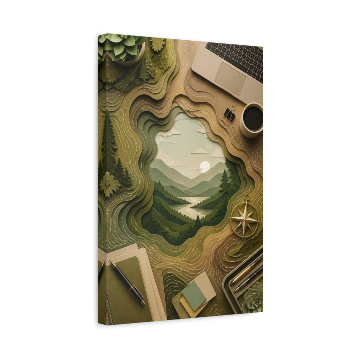 Side Mockup 4. Office Paper Landscape shown as canvas print
