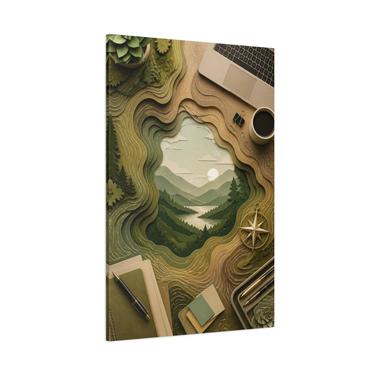 Side Mockup 1. Office Paper Landscape shown as canvas print